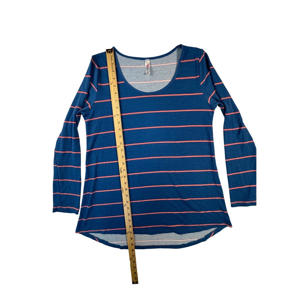 LuLaRoe Striped Top Women's‎ Medium Blue Pink Long Sleeve Scoop Neck - Picture 6 of 8